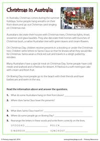 Reading comprehension - Christmas in Australia