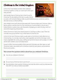 Reading comprehension - Christmas in the UK