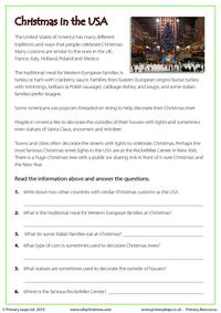 Reading comprehension - Christmas in the USA