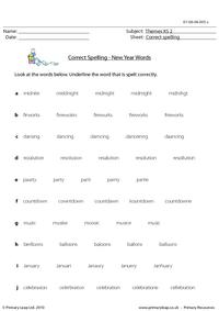 Correct spelling - New year vocabulary