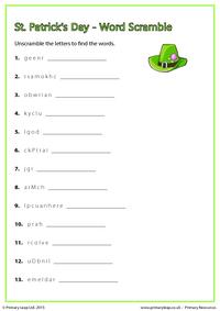 St. Patrick's Day - Word Scramble