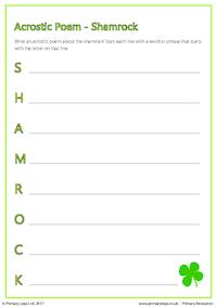 Acrostic Poem - Shamrock