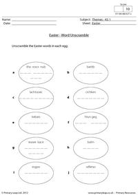 Easter - Word unscramble