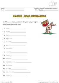 Easter - Word unscramble