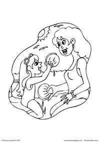 Mum and daughter at the beach - Colouring page