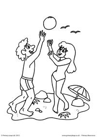 Fun at the beach - Colouring page