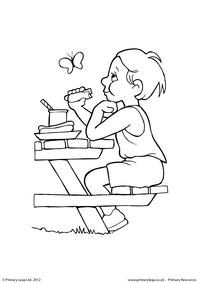 Having a picnic - Colouring page