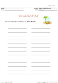 How many words - Sandcastle