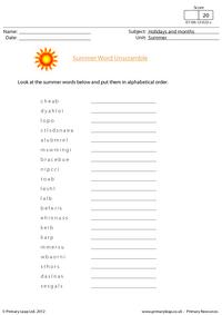 Summer word unscramble