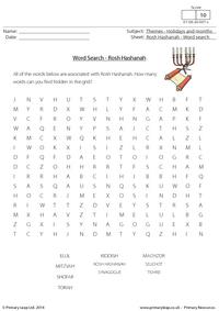 Rosh Hashanah - Word Search