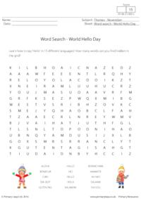 Word Search - World Hello Day