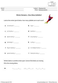 Winter Olympics - How many syllables?
