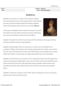 Reading comprehension - Elizabeth Fry