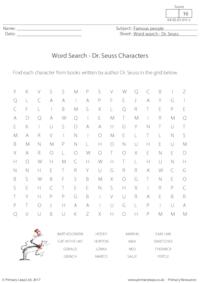 Word Search - Dr. Seuss Characters