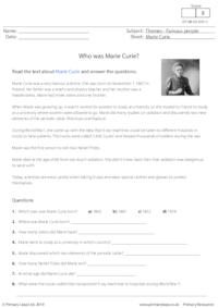 Reading comprehension - Marie Curie