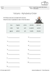 Alphabetical Order - Volcanoes