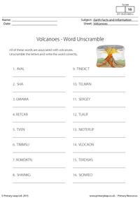 Word Unscramble - Volcanoes