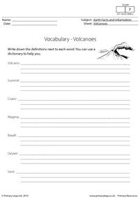 Vocabulary - Volcanoes
